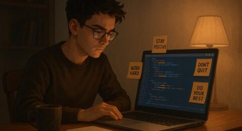 طالب يتعلم البرمجة بدافع ذاتي عبر منصة تعليمية إلكترونية
